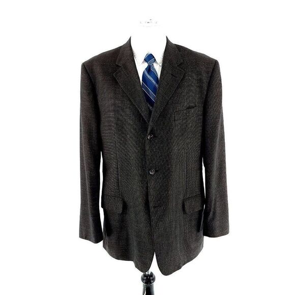 Pronto Uomo Lanificio Galtes Wool 3 Button Sport Coat 42R Blue Tan Check - Picture 4 of 12